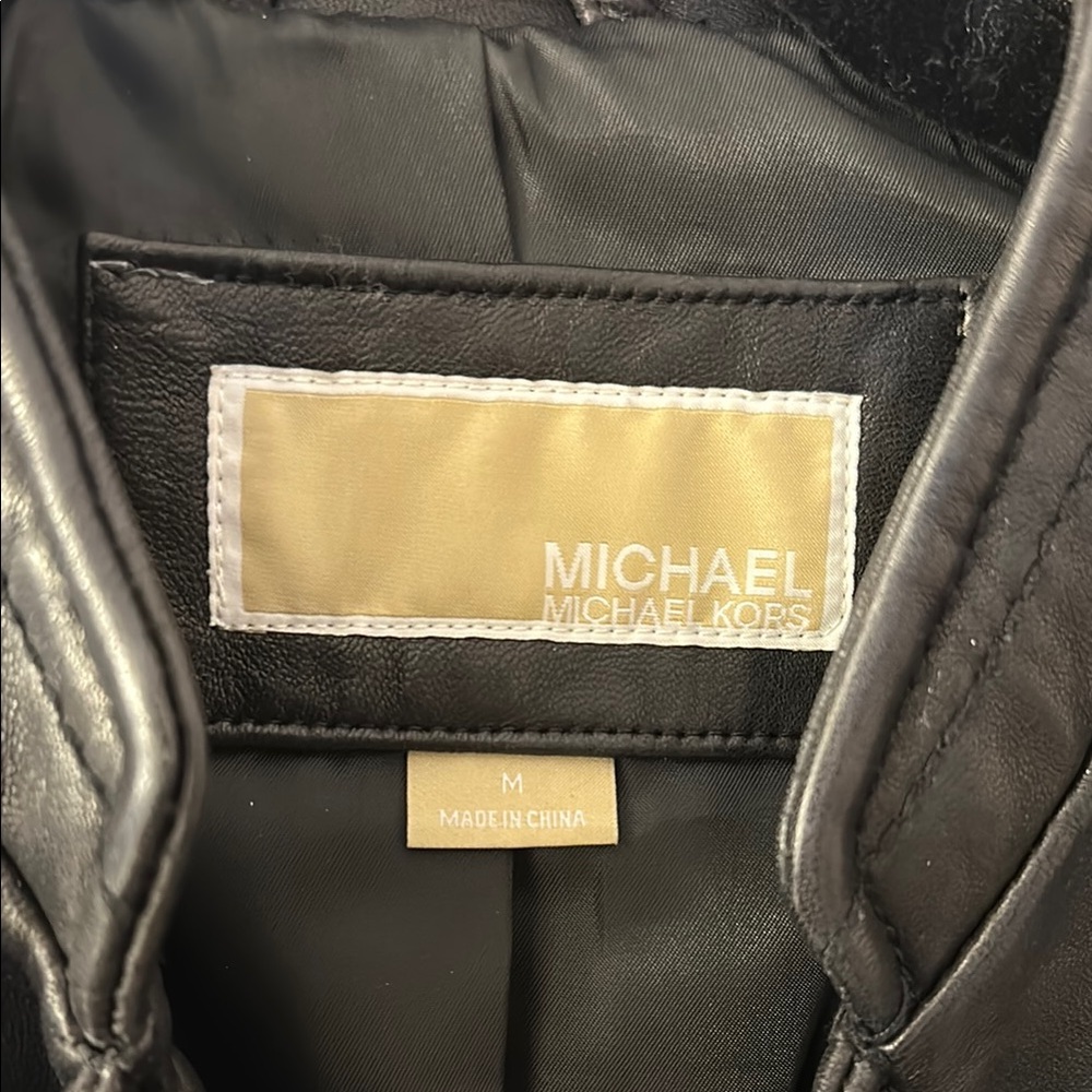 Michael Kors Black Leather Jacket Asymmetrical Design - Picture 2 of 12